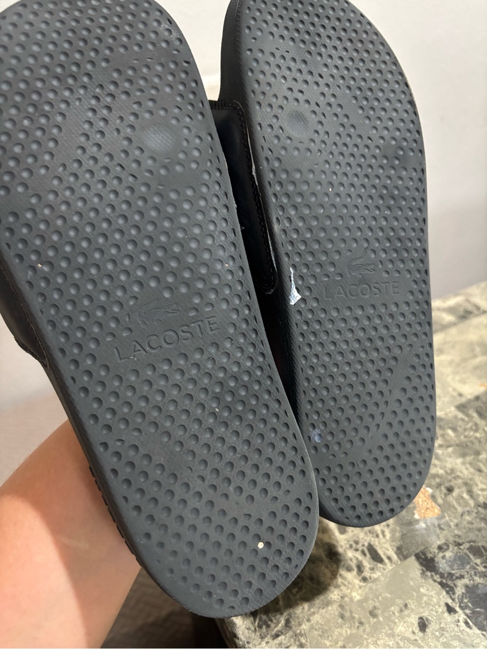 Lacoste Men's Black Slide Sandals with Green Crocodile Emblem - Picture 3 of 8